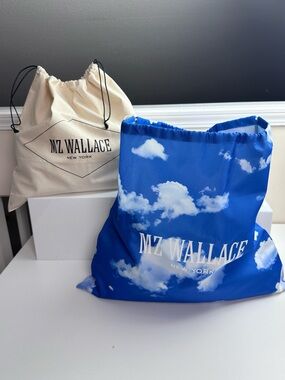 MZ Wallace Blue Cloud Print & Cream Drawstring Dust Bags Lot of 2
